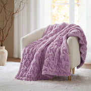 1 PC 50x60' Ruched Fur Throw Purple