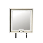 Isaiah Black and White Mirror with Upholstered Frame and LED Lighting, Rubber Wood Construction, 40.25' L x 2.25' W x 38' H