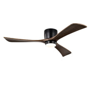52' Ceiling Fan with Lights Remote Control,Quiet DC Motor 3 Blade Ceiling Fans 6 Speed Levels,Reversible Ceiling Fan, for Patio Living Room, Bedroom, Office,Indoor.(Matte Black +Black Walnut )