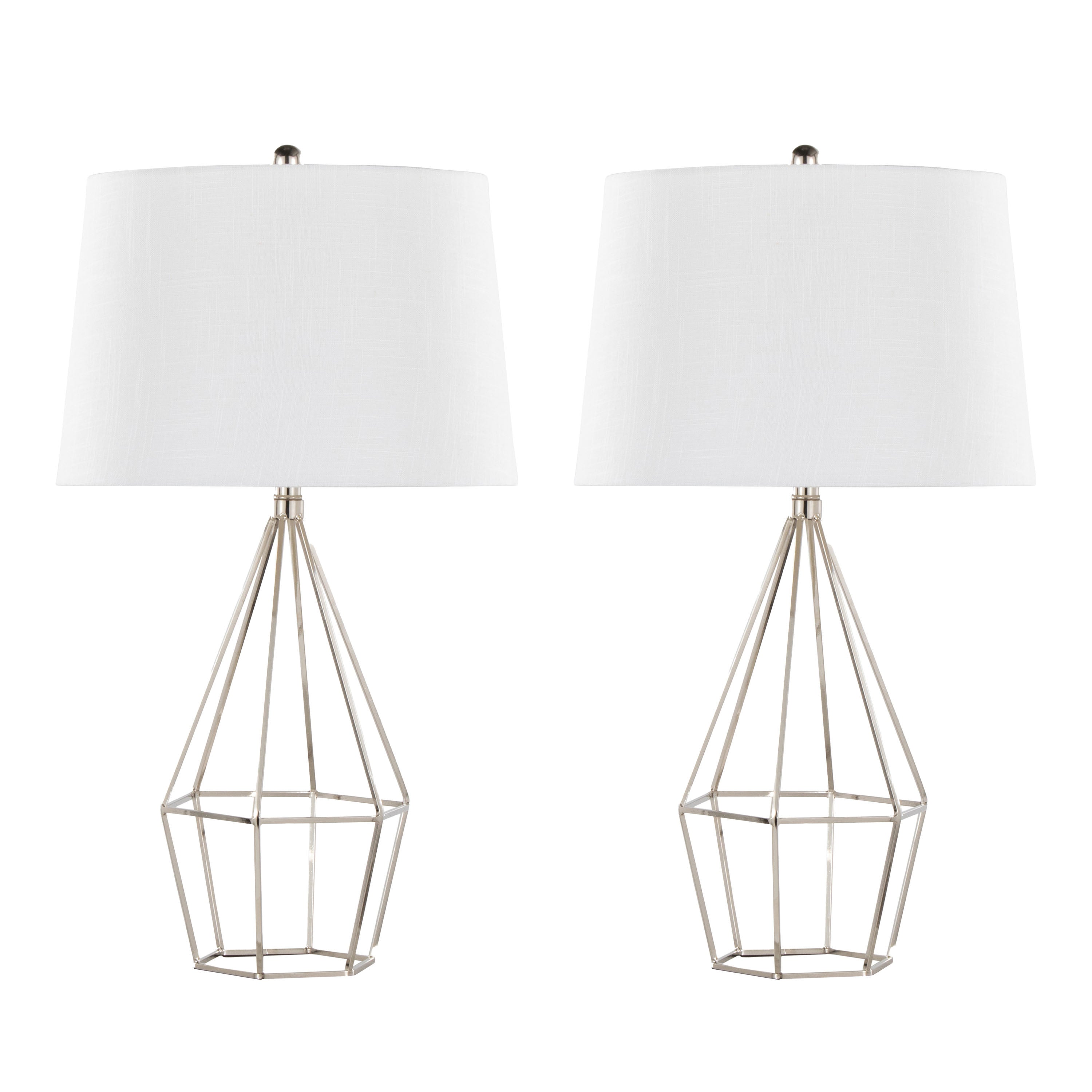 Diana 29' Contemporary Metal Table Lamp in Polished Nickel with Black Satin Shade from Grandview Gallery by LumiSource - Set of 2