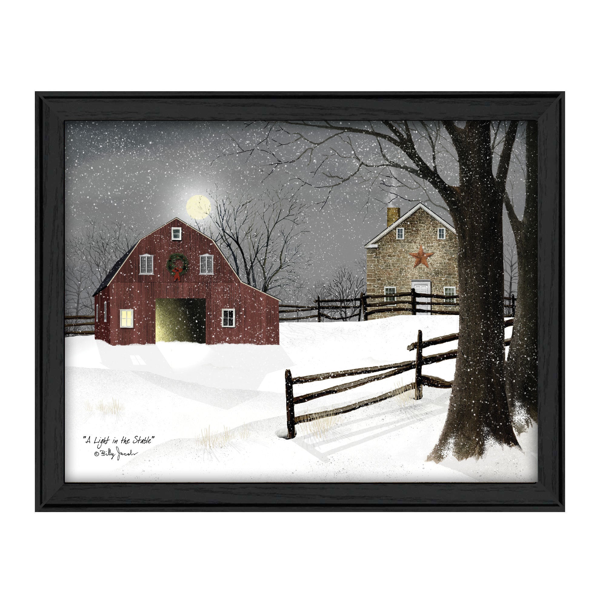 'Light in the Stable' By Billy Jacobs, Ready to Hang Framed Print, Black Frame
