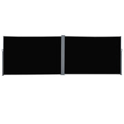 Outsunny 20' Double Retractable Patio Side Awning Garden Sun Shade with UV-Fighting Screen, Auto Pull-Back Function, & Steel Frame, Outdoor or Indoor Use, Black