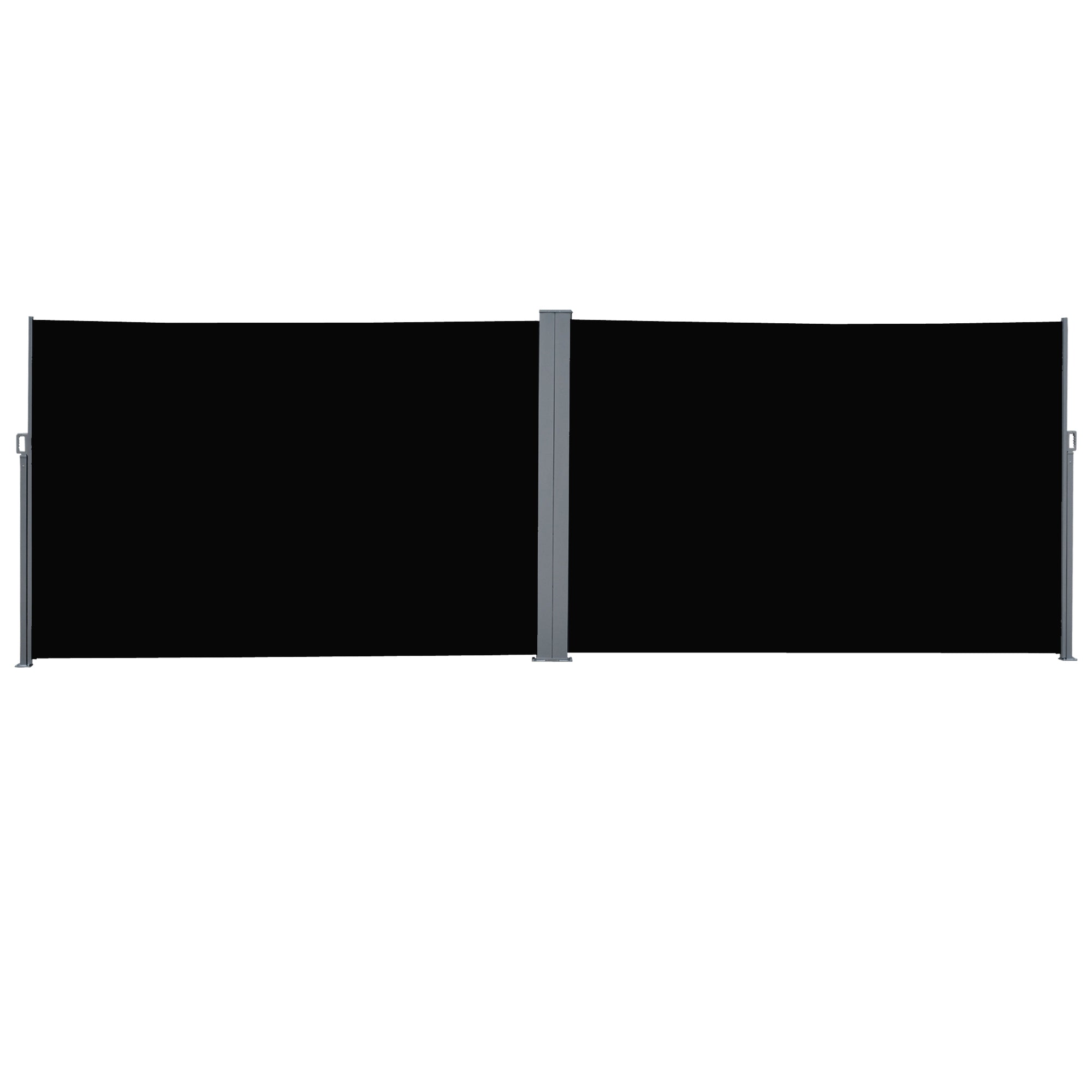 Outsunny 20' Double Retractable Patio Side Awning Garden Sun Shade with UV-Fighting Screen, Auto Pull-Back Function, & Steel Frame, Outdoor or Indoor Use, Black