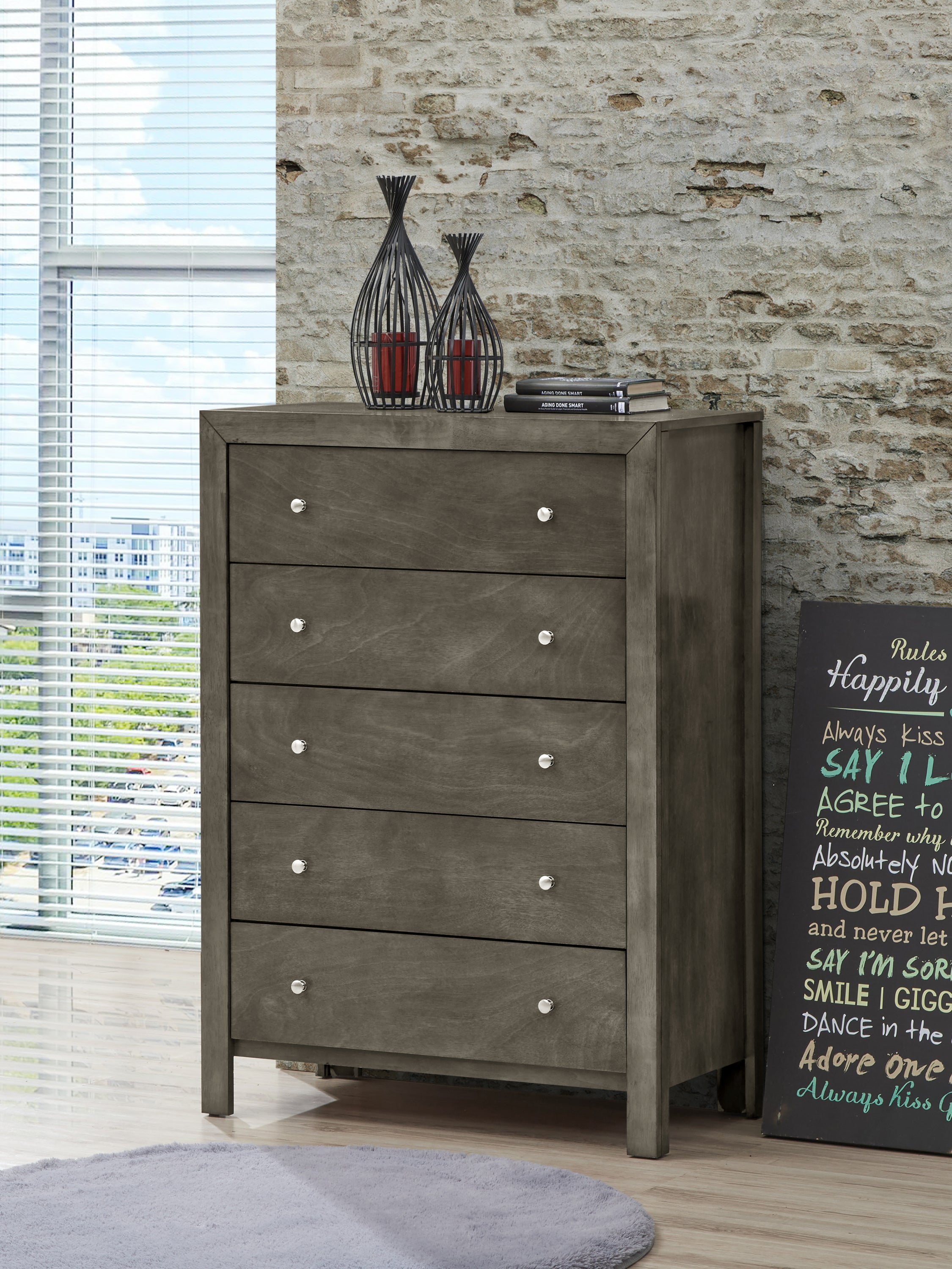 Elegant Transitional Storage Chest In Gray