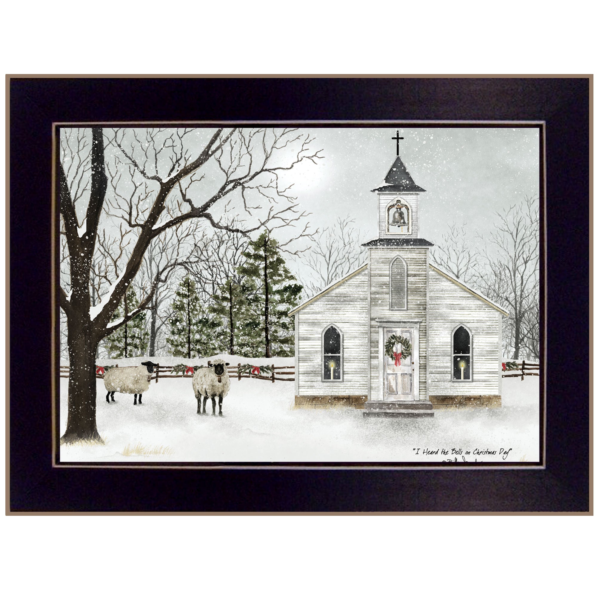 'I Heard the Bells on Christmas' by Billy Jacobs, Ready to Hang Framed Print, Black Frame