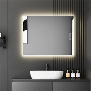 36' x 28' LED Bathroom Mirror Bright Backlight, 5 Mins Defog, Full HD Reflected Wall Mounted Vanity Mirror, 3 Colors Stepless Dimmable, CRI90+, Memory Function, Anti-Fog