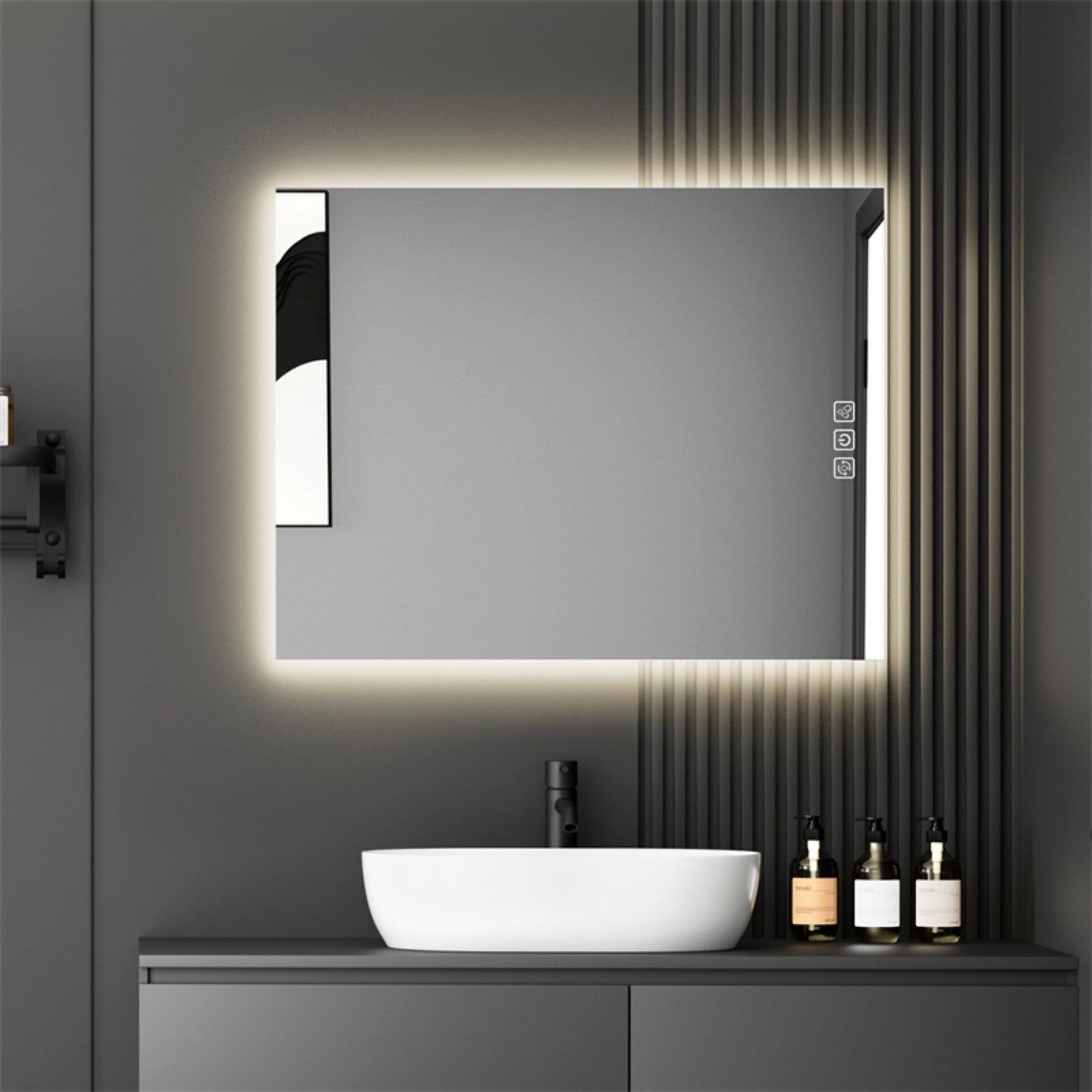 36' x 28' LED Bathroom Mirror Bright Backlight, 5 Mins Defog, Full HD Reflected Wall Mounted Vanity Mirror, 3 Colors Stepless Dimmable, CRI90+, Memory Function, Anti-Fog