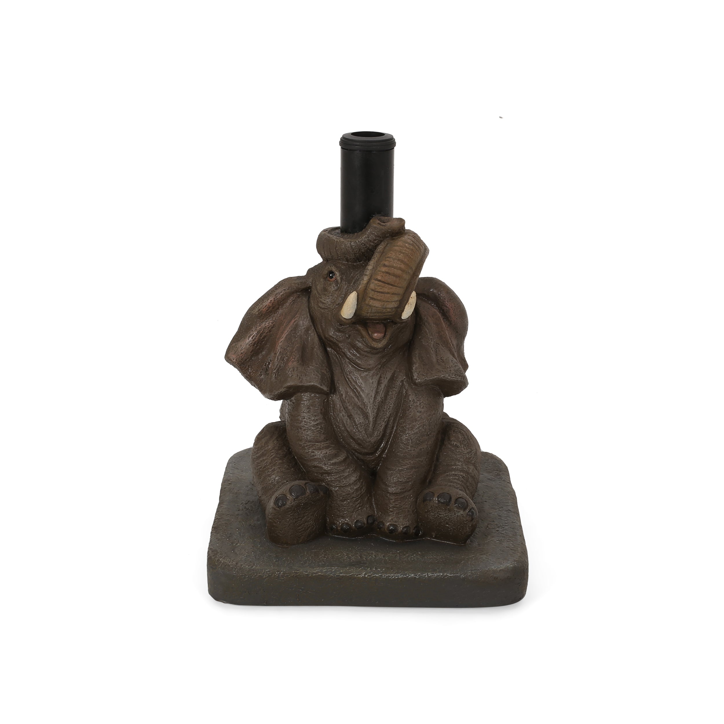 Charming Elephant Umbrella Base with Concrete Design in Gray