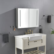 40 x 30 inch LED Lighted Bathroom Medicine Cabinet with Mirror, Sockets, Dimmable, Anti-Fog