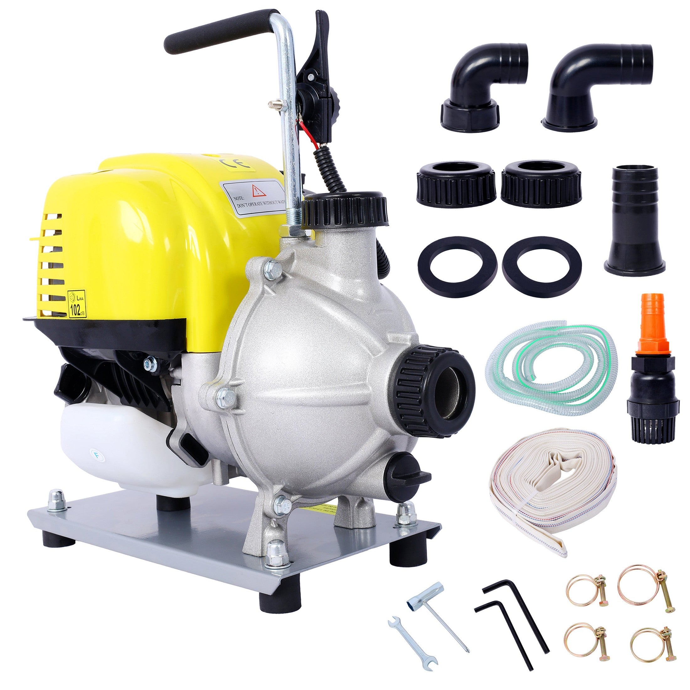 38CC 4 Stroke Gasoline Water Pump 1.5Inch Portable Gas Powered Transfer Pump Commercial Engine Water Pump for Flood Landscaping or Gardening Irrigation 8500r/min,10FT x 1'Suction 1.5'  lay flat hose