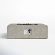 Modern Concrete Outdoor Fire Pit Table with Push-Button Ignition in Natural Grey, 12' Height