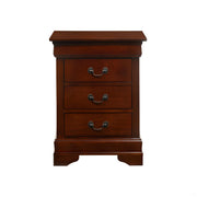 Elegant Nightstand with Three Drawers Cherry Finish Particle Board 29x21x16 Inches