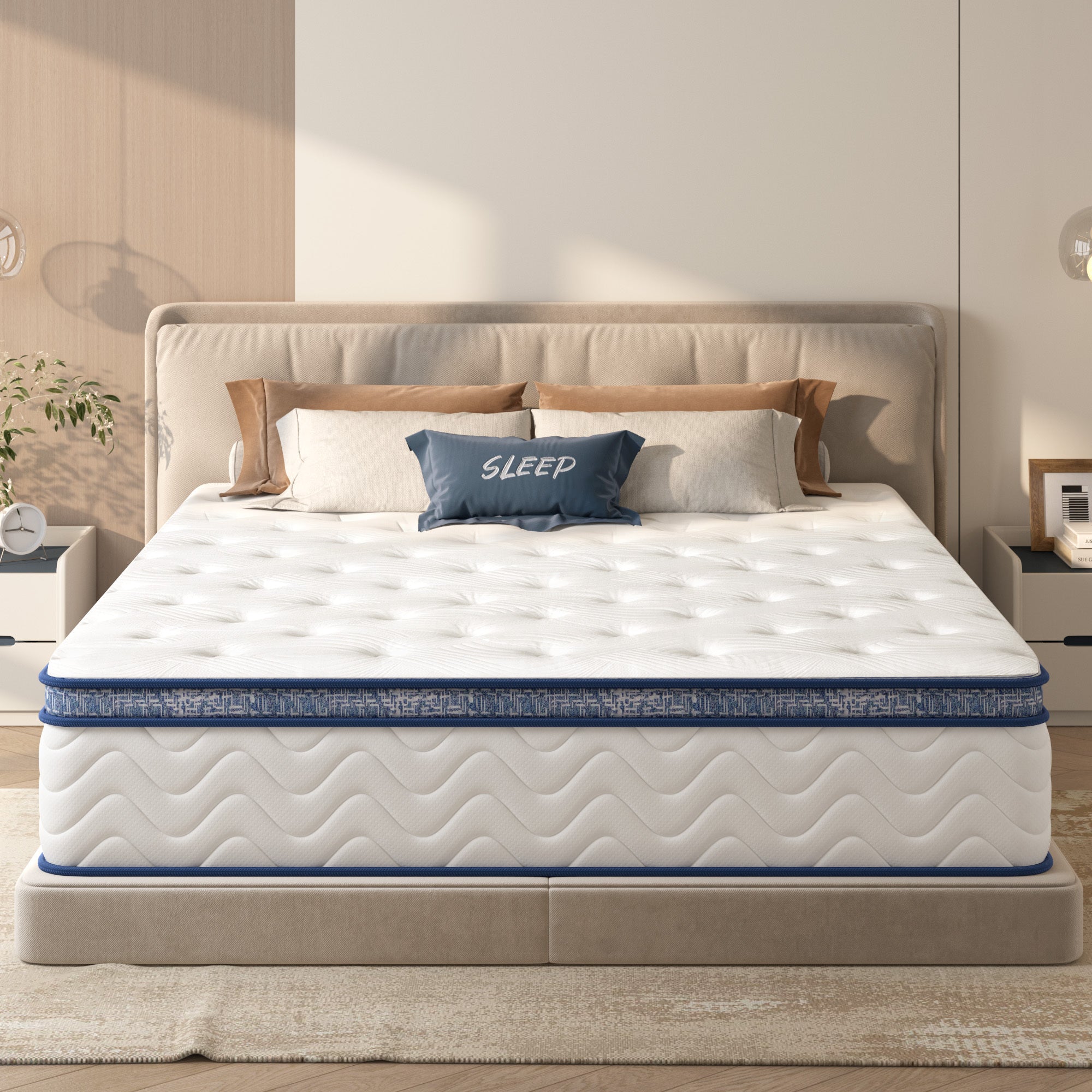 King Size Mattress,10 Inch Hybrid Mattress, Individually Pocketed Innerspring, Medium Firm