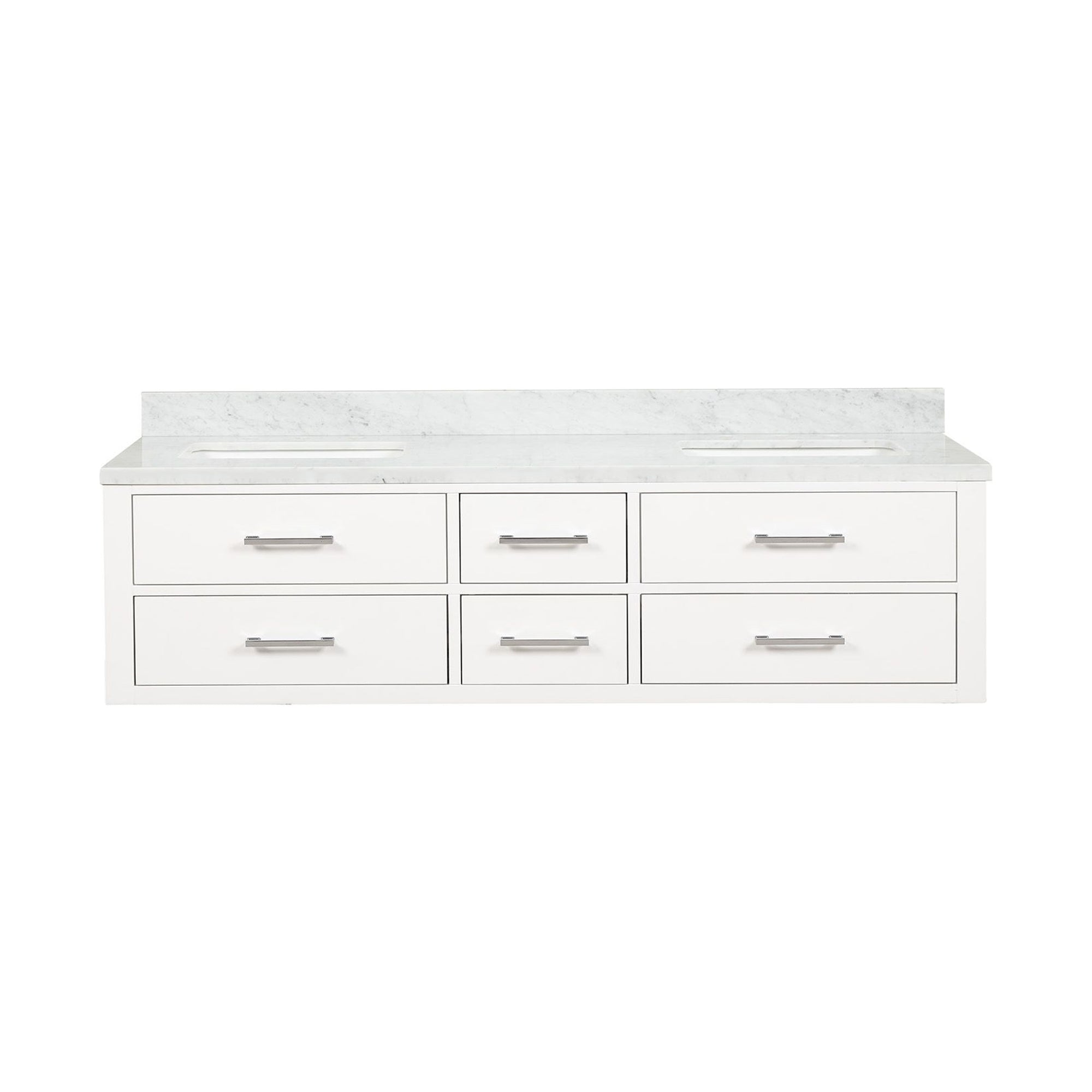 White Double Bath Vanity 72 in. W x 22 in. D, with Carrara Marble Top