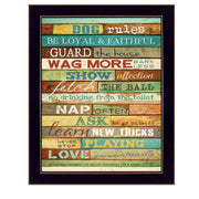 'Dog Rules' By Marla Rae, Printed Wall Art, Ready To Hang Framed Poster, Black Frame
