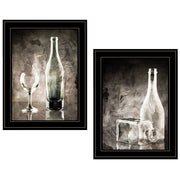 'Moody Gray Glassware Still Life' 2-Piece Vignette by Bluebird Barn, Black Frame