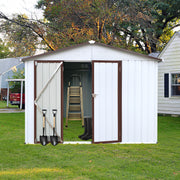 Metal garden sheds 8ftx6ft outdoor storage sheds white+offee