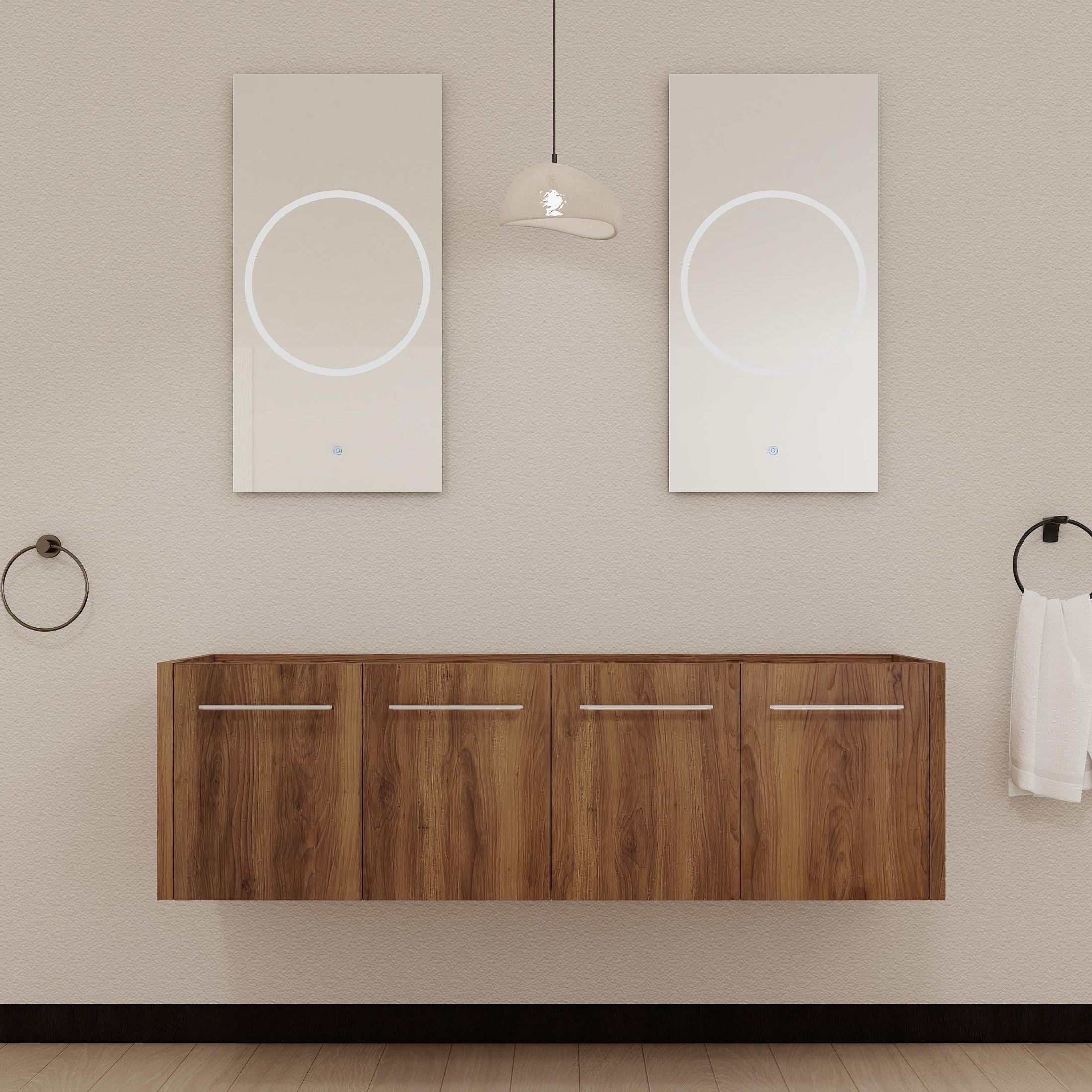 60 Inch Wall-mounted Bathroom Vanity (Only the Cabinet Body, No Top Sink)-BVB09160BRE