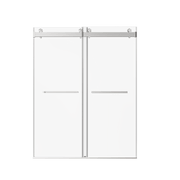 Frameless Double Sliding Soft-Close Shower Door in Brushed Nickel with 3/8 inches SGCC Tempered Glass, 56-60 inches W * 76 inches H