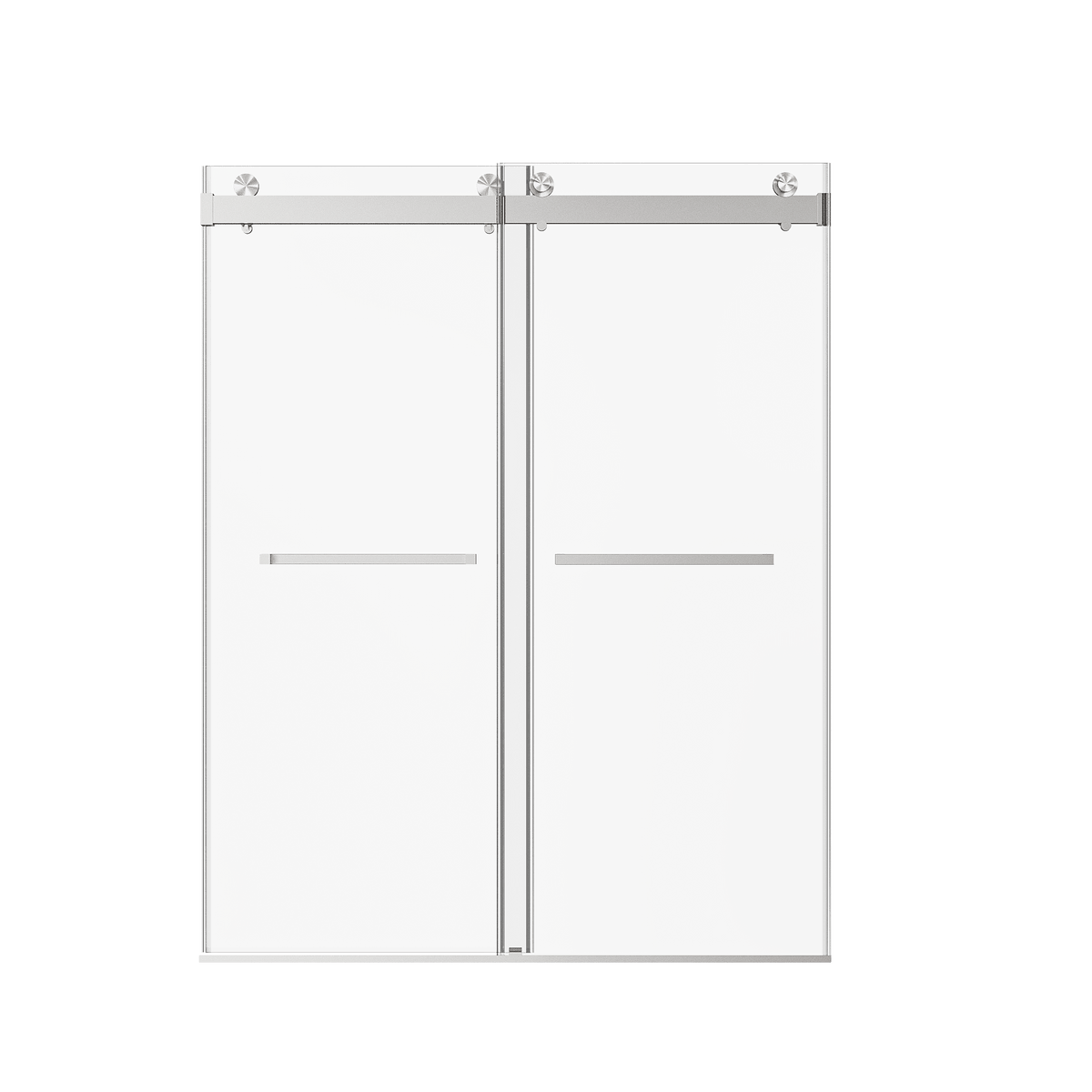 Frameless Double Sliding Soft-Close Shower Door in Brushed Nickel with 3/8 inches SGCC Tempered Glass, 56-60 inches W * 76 inches H