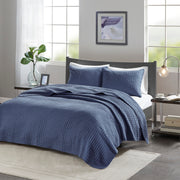 3 Piece Quilt Set Navy King/Cal King