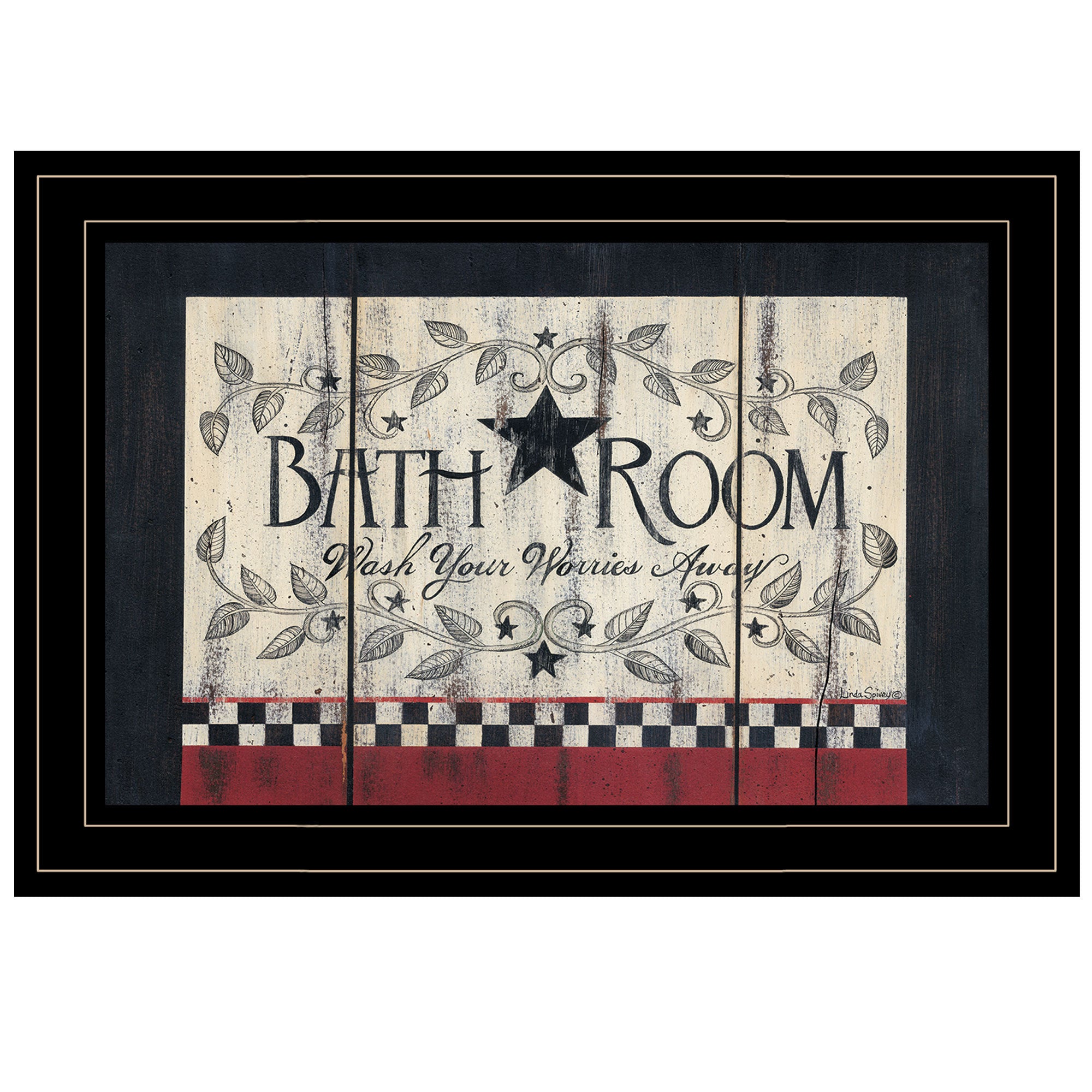 'Bathroom' By Linda Spivey, Ready to Hang Framed Print, Black Frame