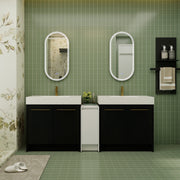 84 Inch Freestanding Bathroom Vanity with Resin Sink and a Storage Cabinets, With Soft Closing Door, 09236*2+0312 Combination Cabinet, KD-Package