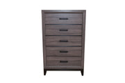 Contemporary Style 5-Drawer Chest Made with Wood in Gray