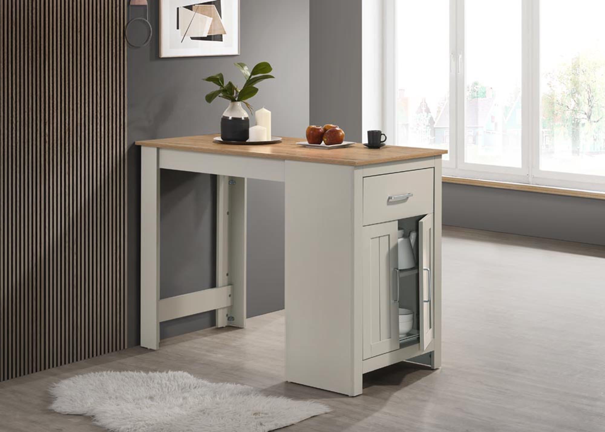 Alonzo 47' Light Gray Small Space Counter Height Dining Table with Cabinet and Drawer Storage
