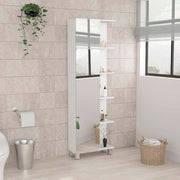 Urano Mirror Linen Cabinet, Four Interior  Shelves, Five External Shelves -White