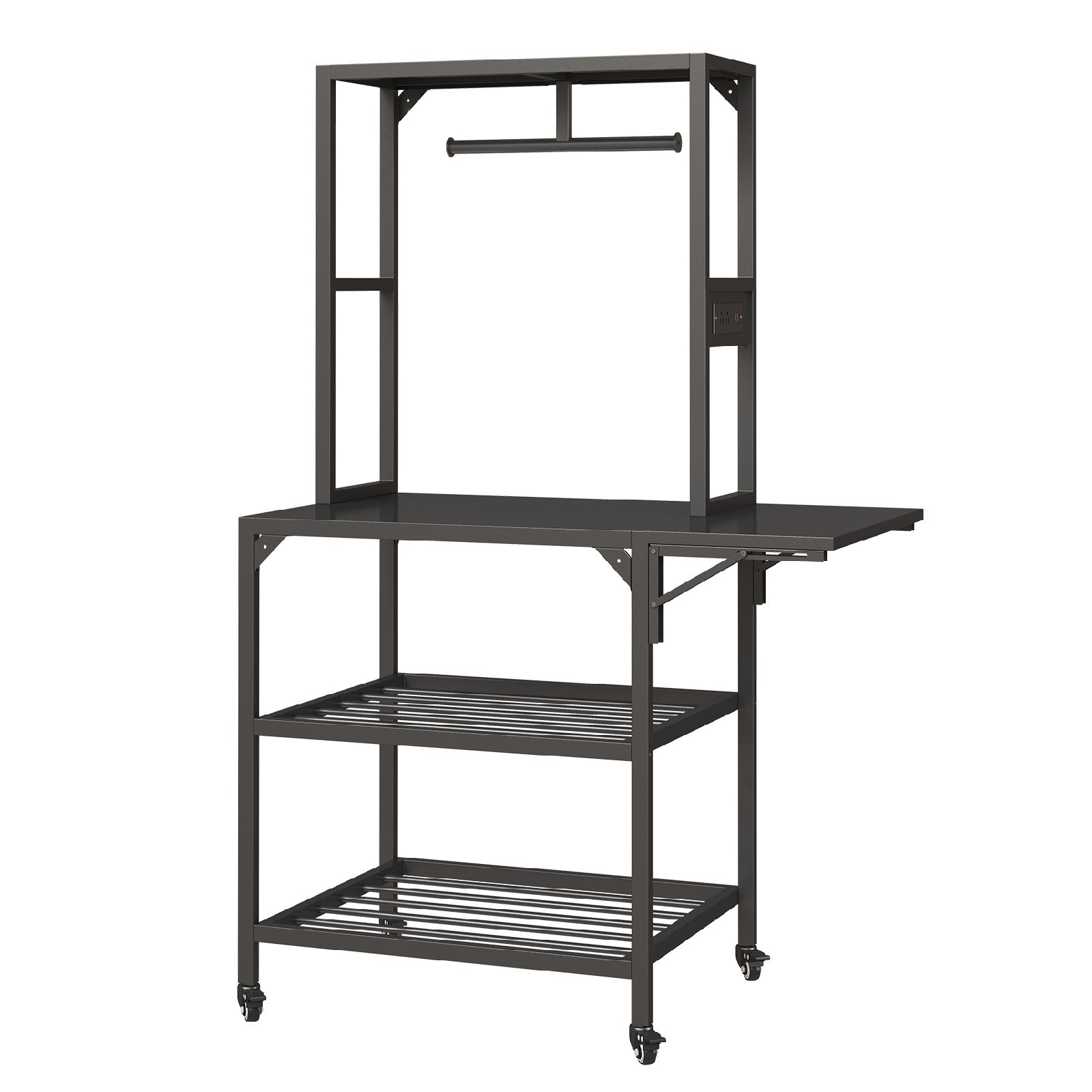 Heavy Duty 3D Printer Stand with Filament Storage Rack, Black Metal, 28.70 x 23.20 x 65.40 inches
