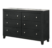 1pc Contemporary Modern White Faux Marble Top 6 Drawers Dresser Black Finish Bedroom Furniture