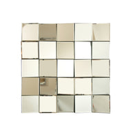 24'' Plash Mirror, 3D Square Splicing Artistic PU Material Decorative Mirror, Suitable for Bathroom, Bedroom, Living Room, Corridor, Entryway, etc.