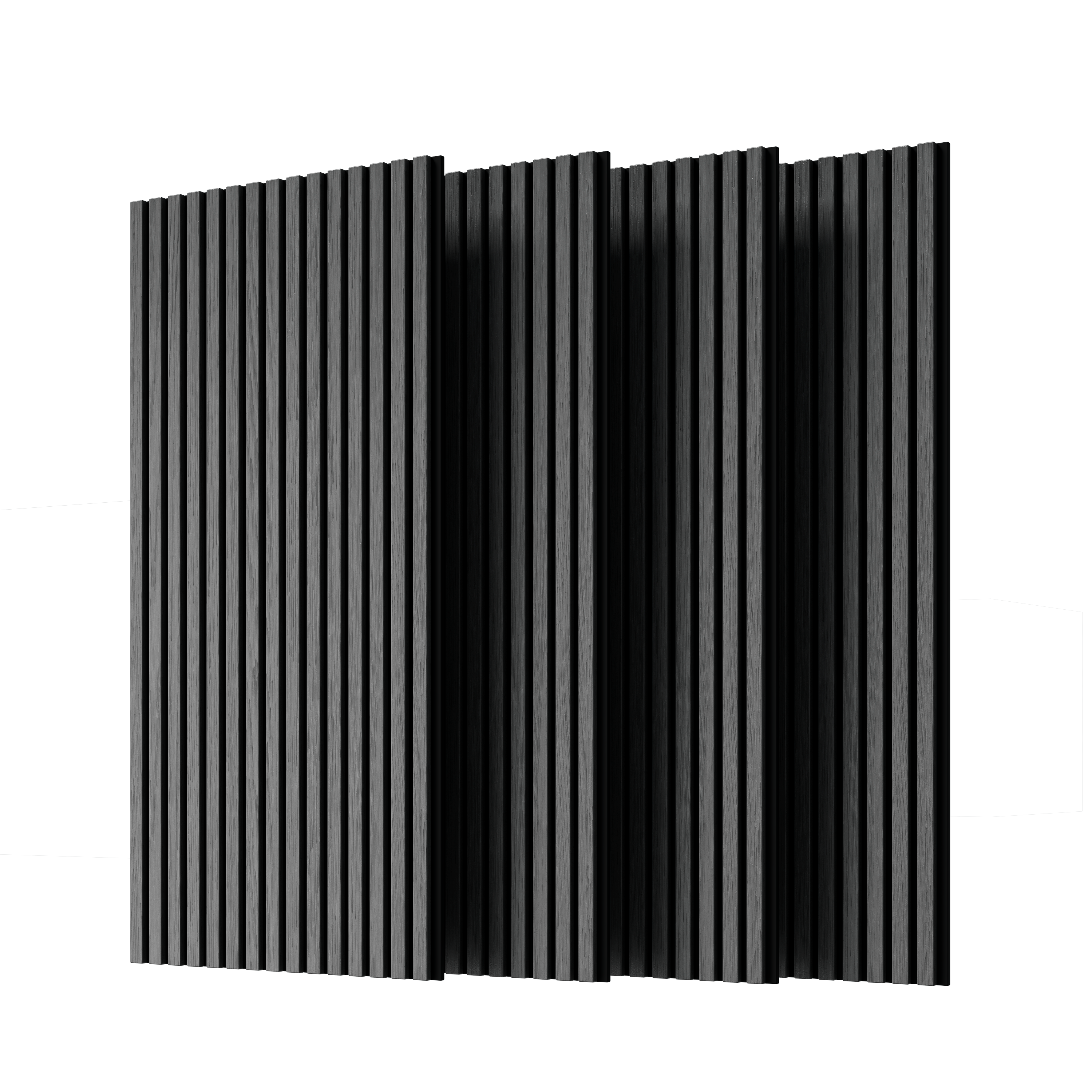 Wood Panels for Wall Slat Wall Panels, 4PC Wood Slat Acoustic Panels for Wall and Ceiling - 3D Fluted Sound Absorbing Panel with Three Sides Fully Wrapped on  Wood Finish -45.27''X23.62''(GRAY)
