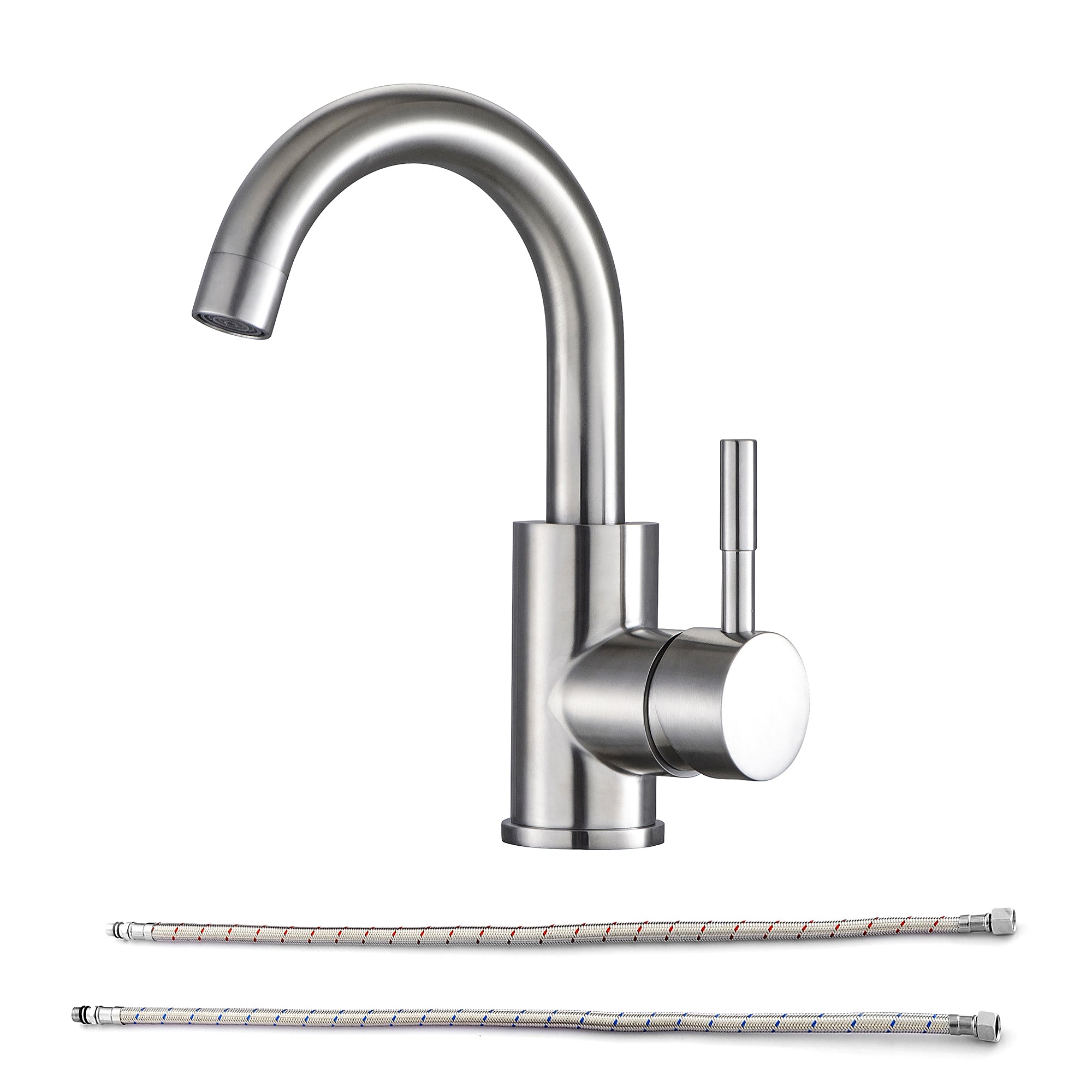 Modern Bathroom Faucet Single Hole Single Handle Brushed Nickel Stainless Steel