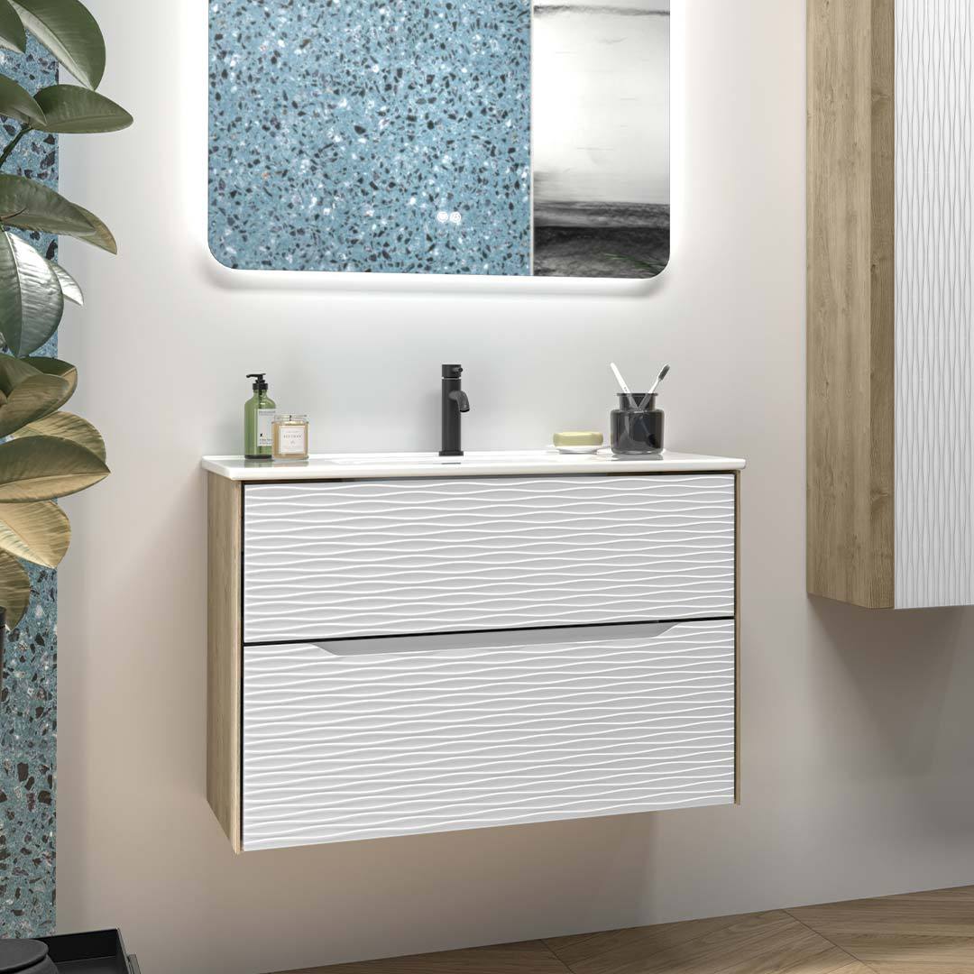DAX Sahara Vanity Cabinet 32 Oak / Matt White w/ Onix Basin