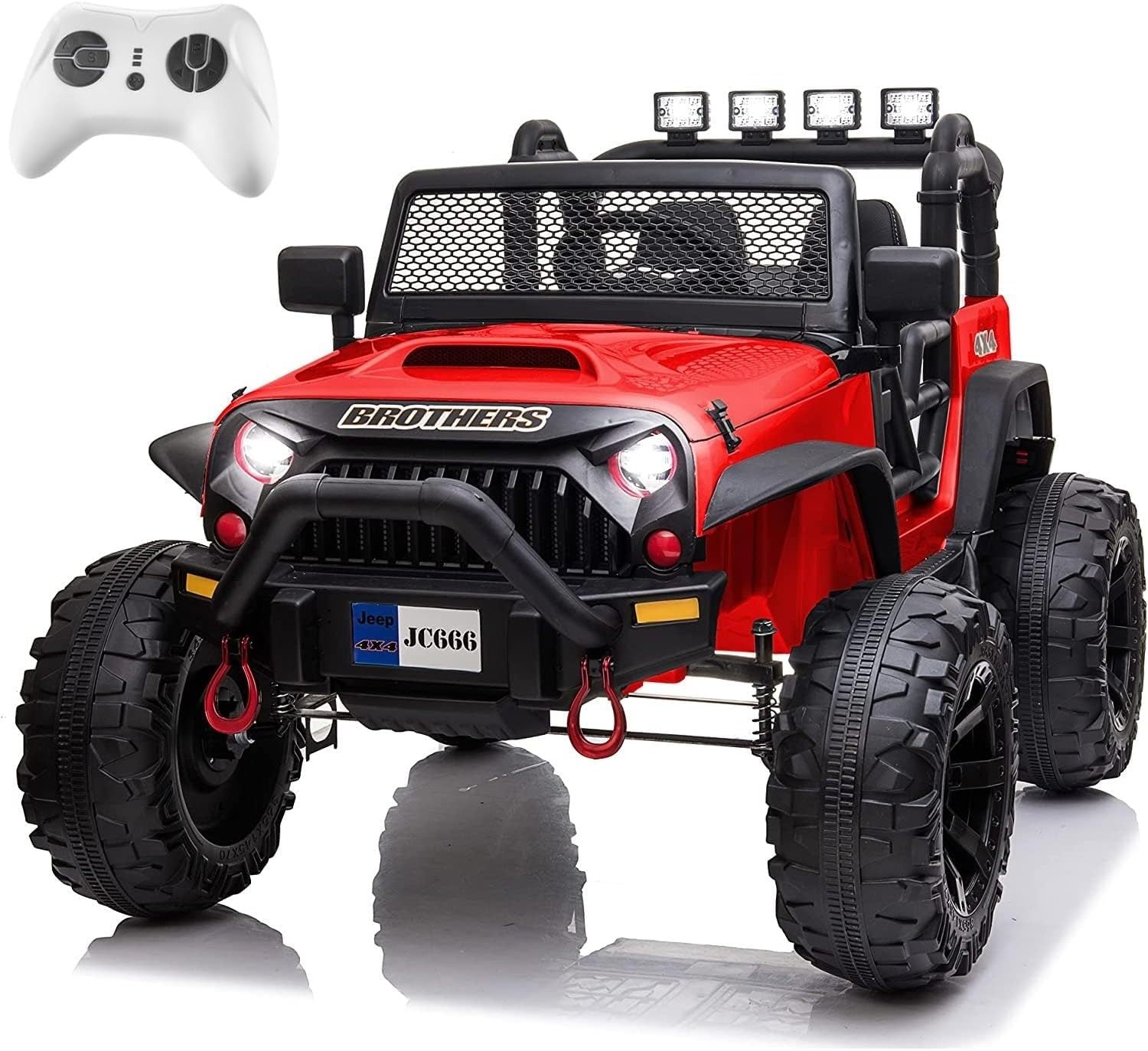 12 V Ride on Car Truck with Remote Control, 2 Seater Kids Electric Car, Spring Suspension, 9Ah Battery Powered, 3 Speeds, Double Doors, Music Player