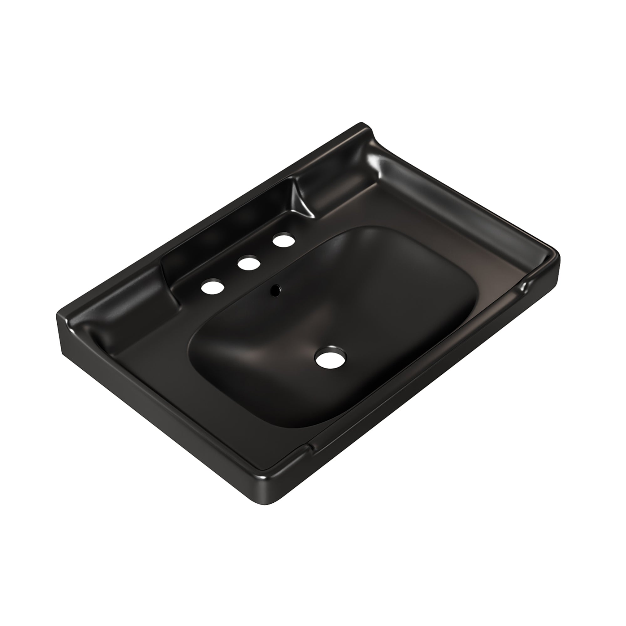 VICI 28' Bathroom Ceramic Basin with 3 pre-drilled hole, NO Cabinet and Faucet, Black