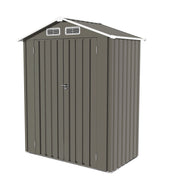 5X3 FT Compact Metal Outdoor Storage Shed with Pitched Roof, Lockable Door, Gray