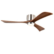 52' Ceiling Fan with Lights Remote Control,Quiet DC Motor 3 Wood Blade Ceiling Fans 6 Speed Levels,Reversible Ceiling Fan, for Patio Living Room, Bedroom, Office,Indoor.(Stain nickel + Walnut )