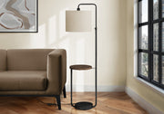 Lighting, 67'h, Floor Lamp, Usb Port Included, Black Metal, Ivory / Cream Shade, Contemporary