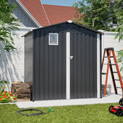 Metal Outdoor Storage Shed 6FT x 4FT, Steel Utility Tool Shed Storage House , Metal Sheds Outdoor Storage for Backyard Garden Patio Lawn (6' x 4'), Black