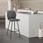 Tandy Gray Faux Leather and Black Metal 26' Counter Stool
