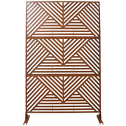 PS101 Rusty Outdoor & Indoor Freestanding Metal Privacy Screen, 76' H x 48' W, Decorative Privacy Fence Panels for Deck, Balcony, Patio