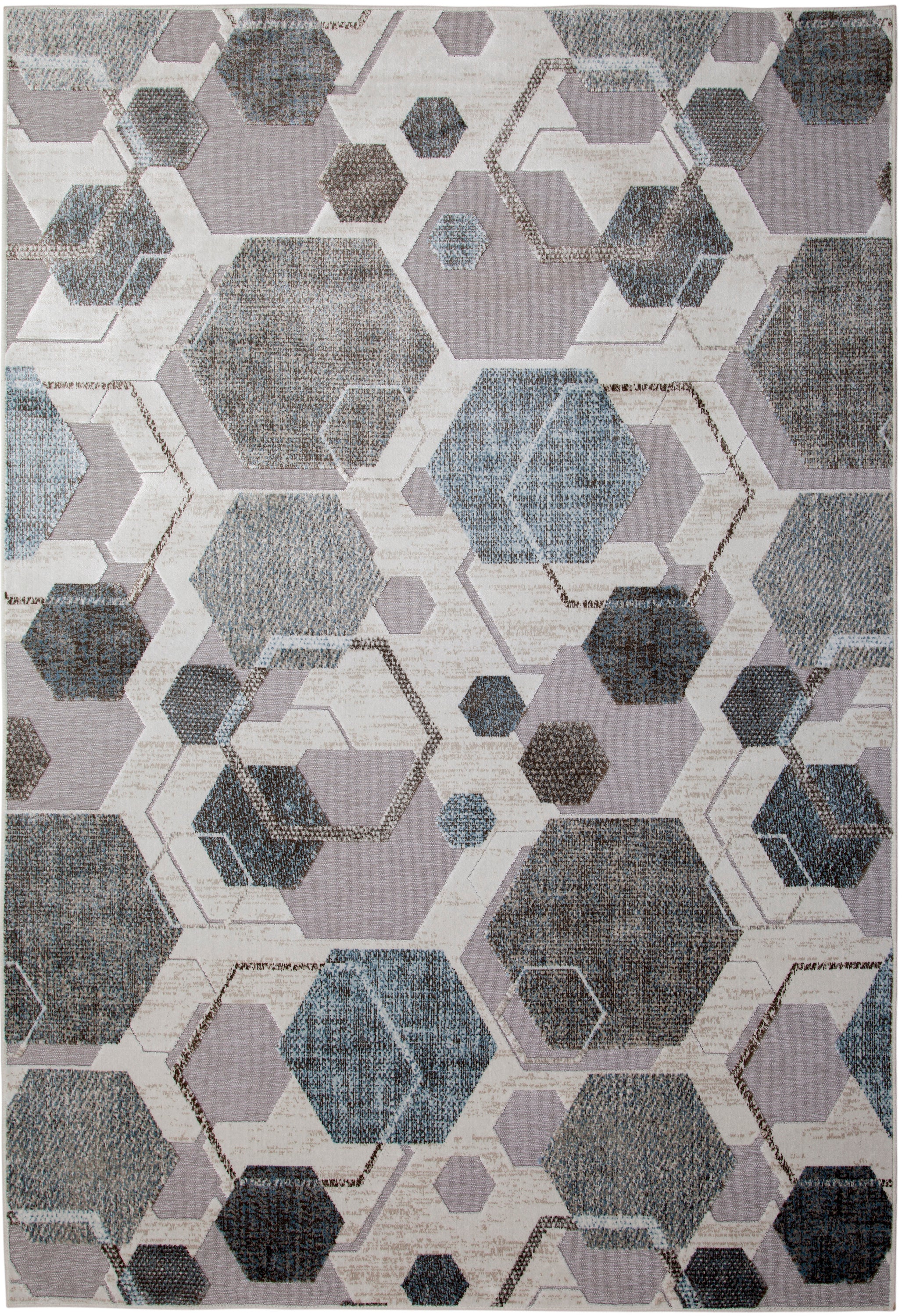 Ethan Grey/ Blue/ Multi Geometric Area Rug