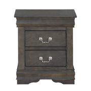 1pc Traditional Classic Gray Finish 2-Drawers Nightstand Wooden Bedroom Furniture