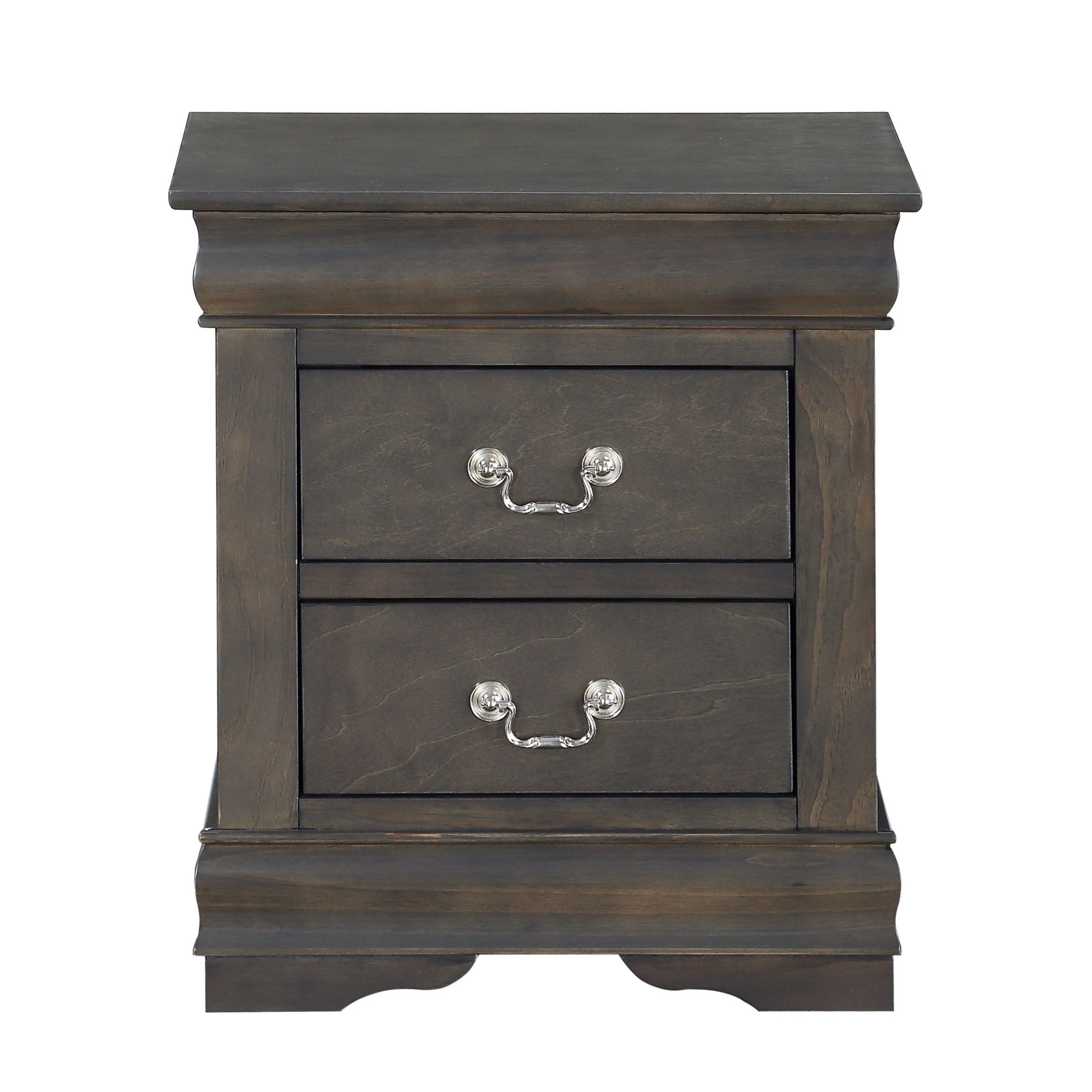 1pc Traditional Classic Gray Finish 2-Drawers Nightstand Wooden Bedroom Furniture