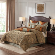 10 Piece Jacquard Comforter Set Brown King