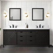 Brown Double Bath Vanity 84 in. W x 22 in. D, White Quartz Countertop and Faucet Set