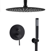 Ceiling Mount Round Shower Combo Set with 10' Rain Shower head and Handheld Shower Head Set with Pressure Balancing Valve